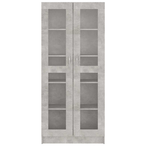 Betongrauer Vitrinenschrank, 185,5 cm hoch