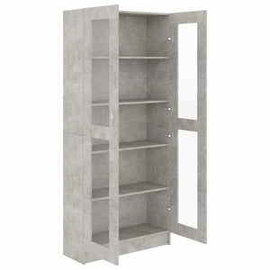 Betongrauer Vitrinenschrank, 185,5 cm hoch