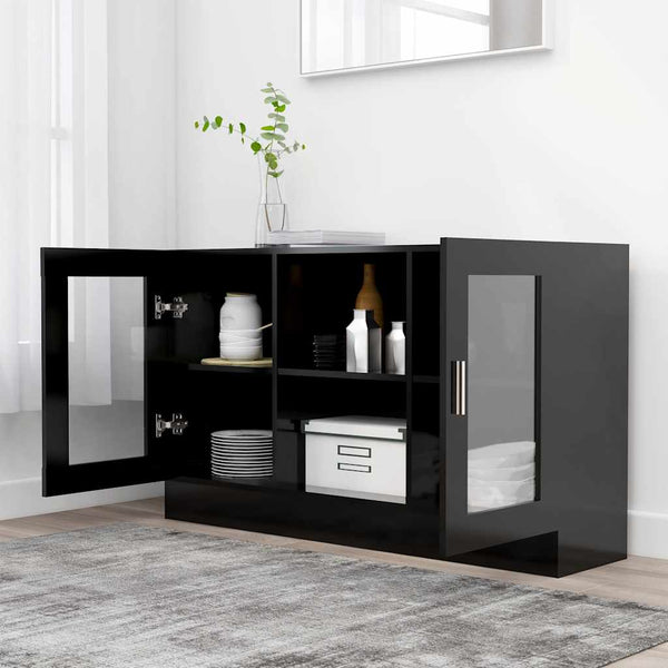 Schwarzer Vitrinenschrank 120 cm