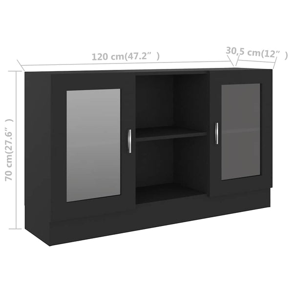 Schwarzer Vitrinenschrank 120 cm