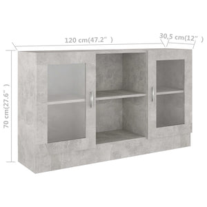 Vitrinenschrank Betongrau 120 cm