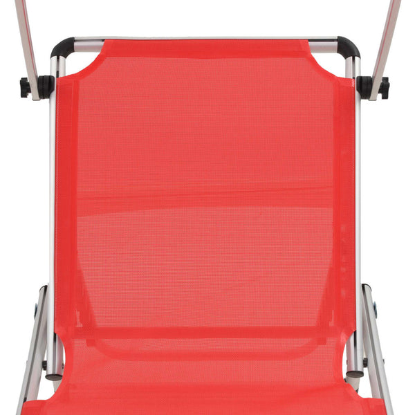 Klappbare Sonnenliegen mit Dach 2 Stk. Aluminium Textilene Rot