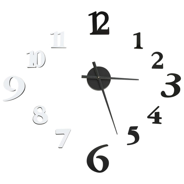 3D Wanduhr Schwarz/Weiß 100cm XXL