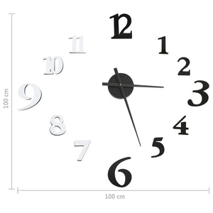 3D Wanduhr Schwarz/Weiß 100cm XXL
