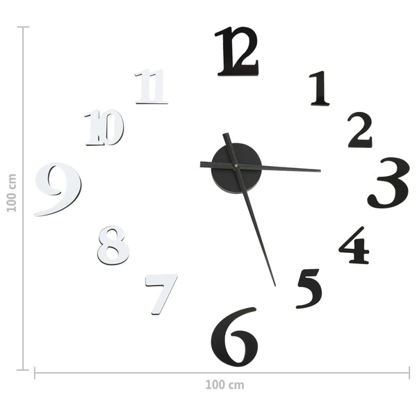 3D Wanduhr Schwarz/Weiß 100cm XXL
