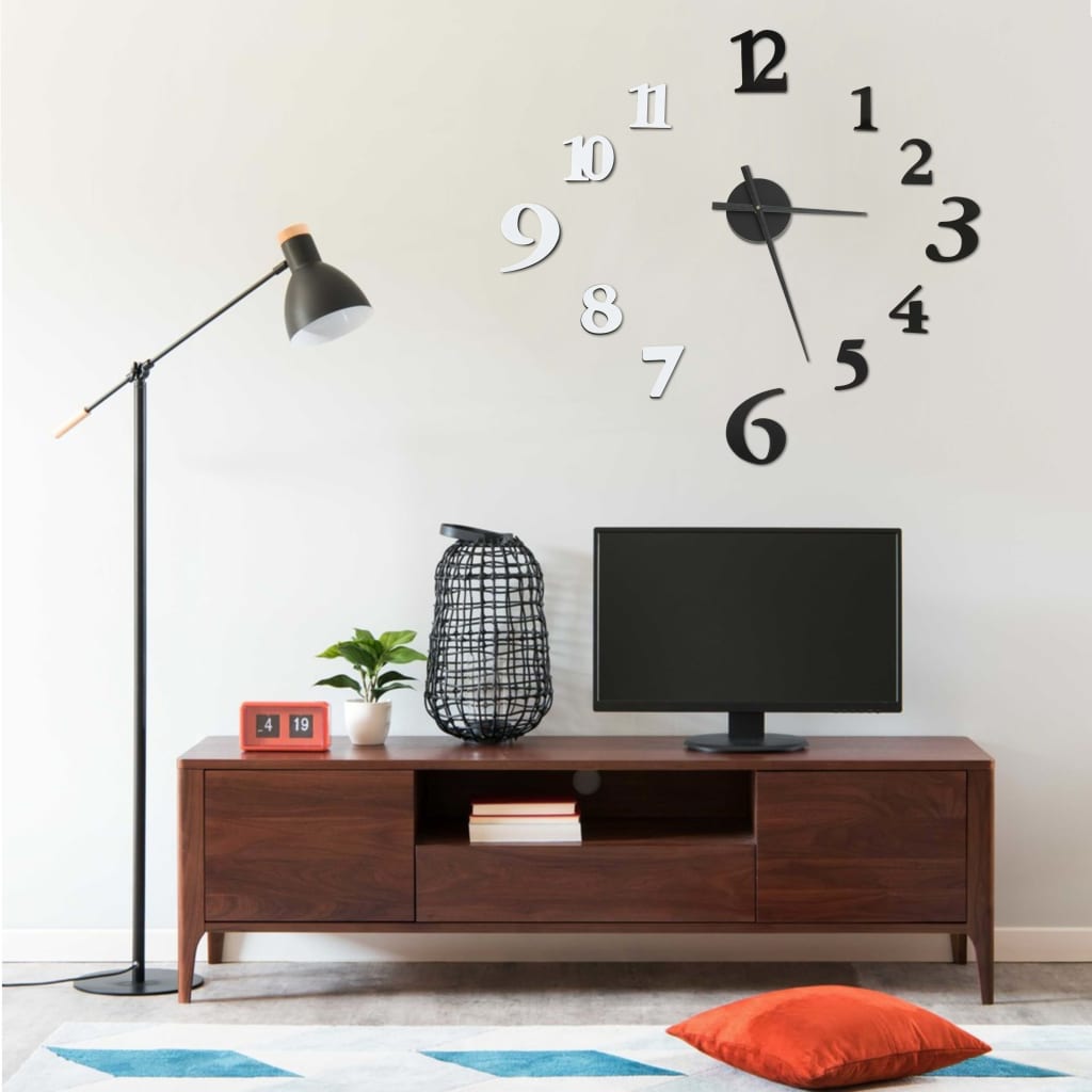 3D Wanduhr Schwarz/Weiß 100cm XXL