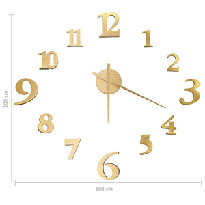 3D Wanduhr Golden, 100 cm XXL