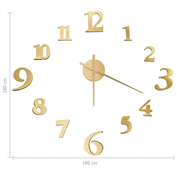 3D Wanduhr Golden, 100 cm XXL
