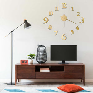 3D Wanduhr Golden, 100 cm XXL