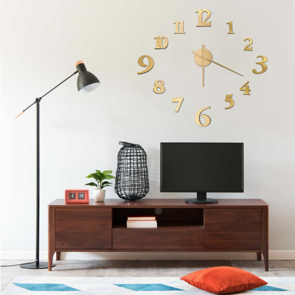 3D Wanduhr Golden, 100 cm XXL