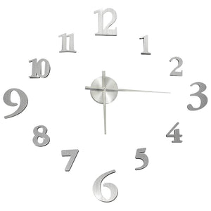 3D Wanduhr Silber 100 cm XXL