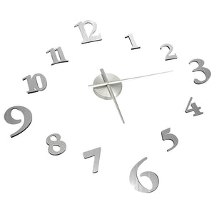 3D Wanduhr Silber 100 cm XXL