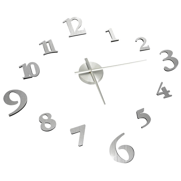 3D Wanduhr Silber 100 cm XXL