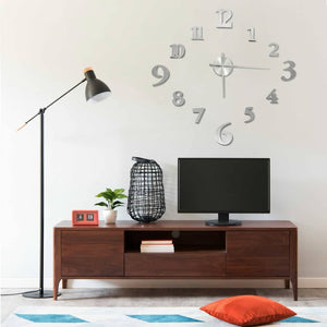3D Wanduhr Silber 100 cm XXL