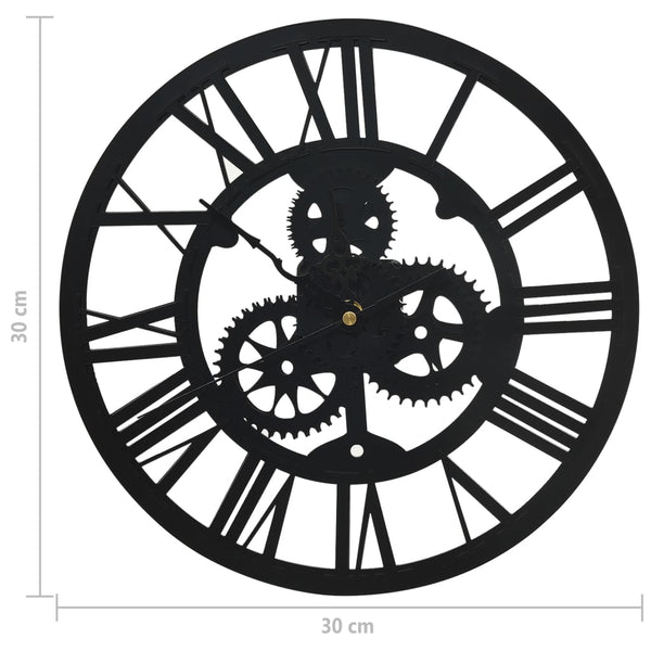 Schwarze Wanduhr 30 cm