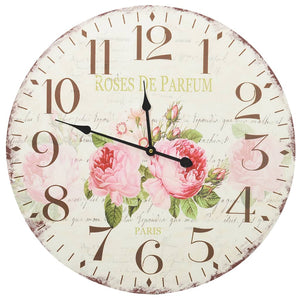 Vintage Wanduhr Blumenmuster 60 cm