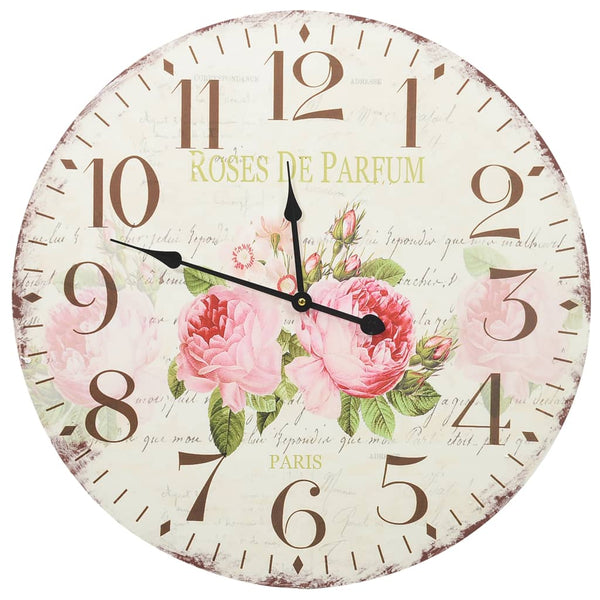 Vintage Wanduhr Blumenmuster 60 cm