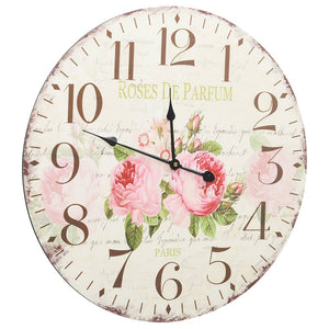 Vintage Wanduhr Blumenmuster 60 cm
