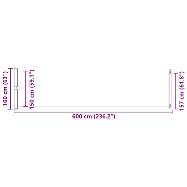 Seitenmarkise Ausziehbar 600x160 cm Rot