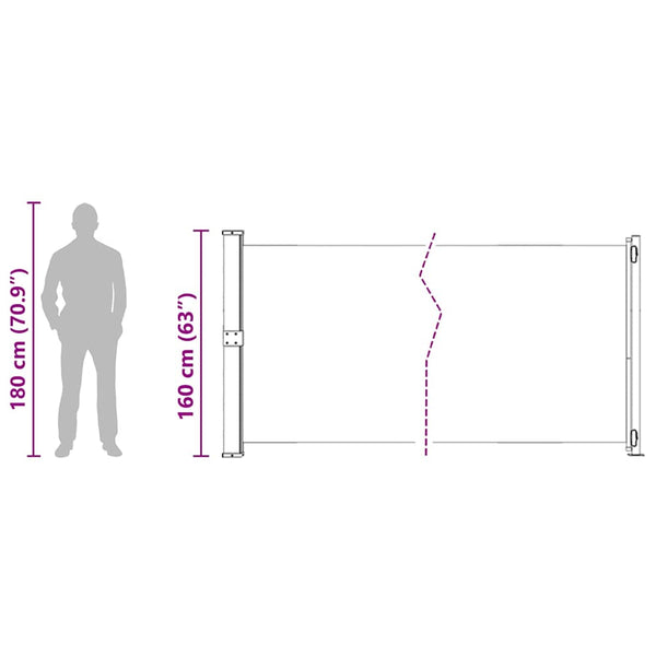 Seitenmarkise Ausziehbar 600x160 cm Grau