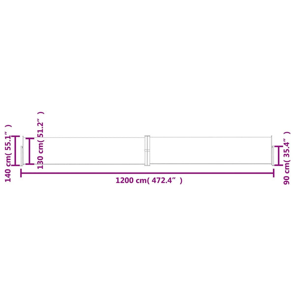 Ausziehbare Seitenmarkise 140x1200 cm Creme