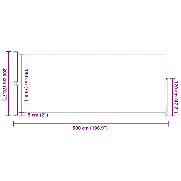 Seitenmarkise Ausziehbar 200x500 cm Grau