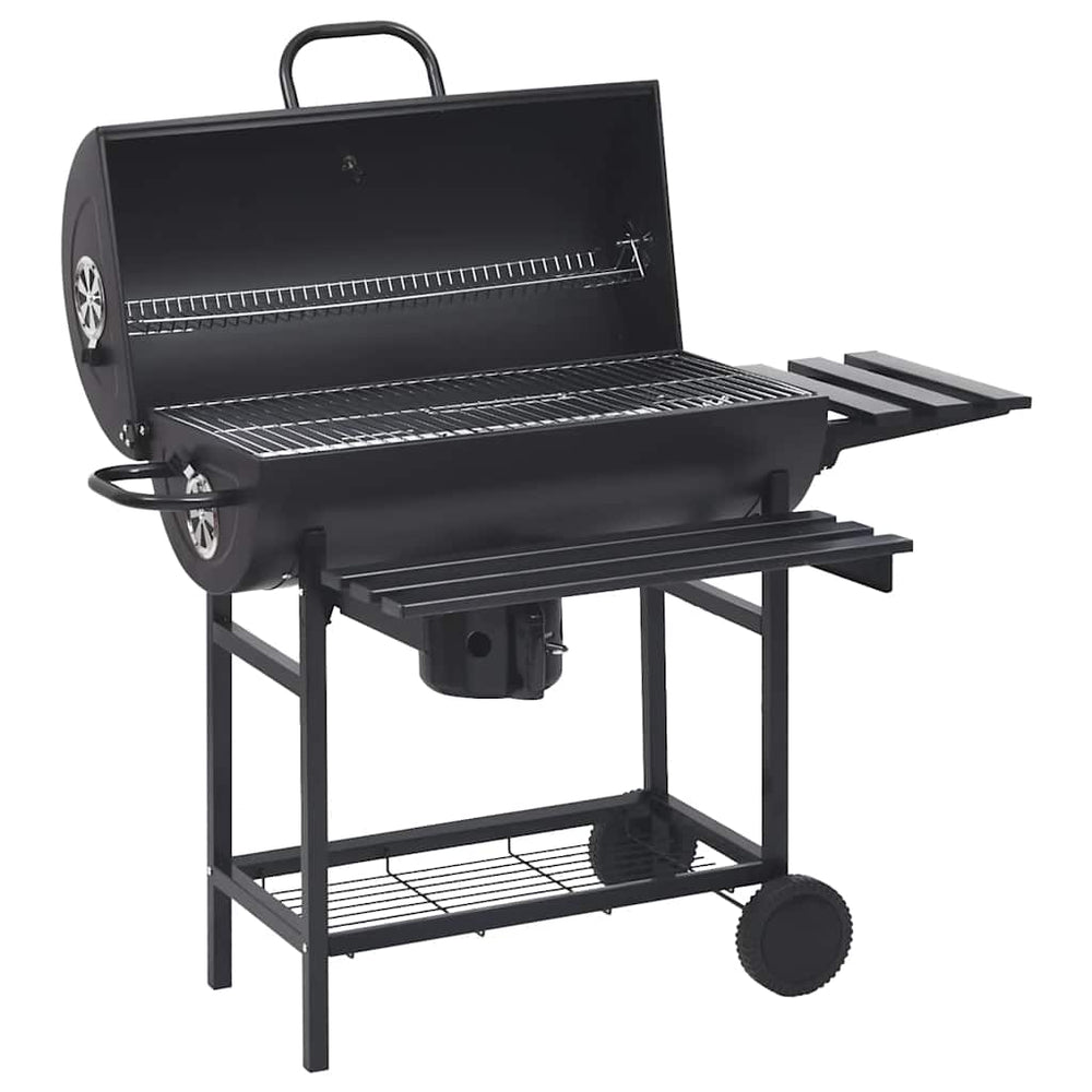 Grillwagen mit Rädern und Ablagen Schwarz Stahl 115x85x95 cm