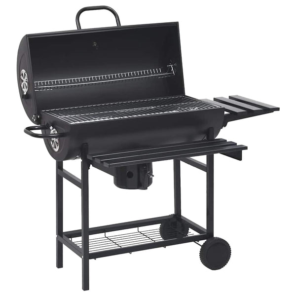 Grillwagen mit Rädern und Ablagen Schwarz Stahl 115x85x95 cm