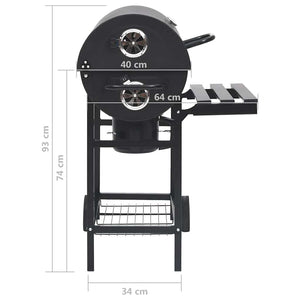 Grillwagen mit Rädern und Ablagen Schwarz Stahl 115x85x95 cm