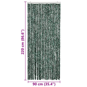 Chenille Insektenschutzvorhang Grün/Weiß 90x220 cm