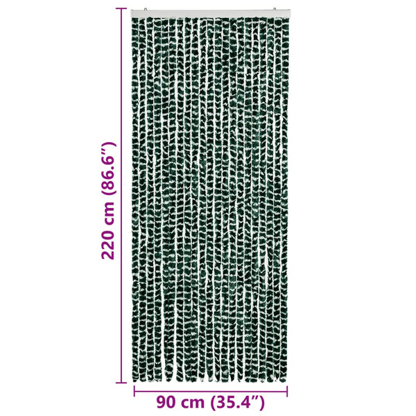 Chenille Insektenschutzvorhang Grün/Weiß 90x220 cm