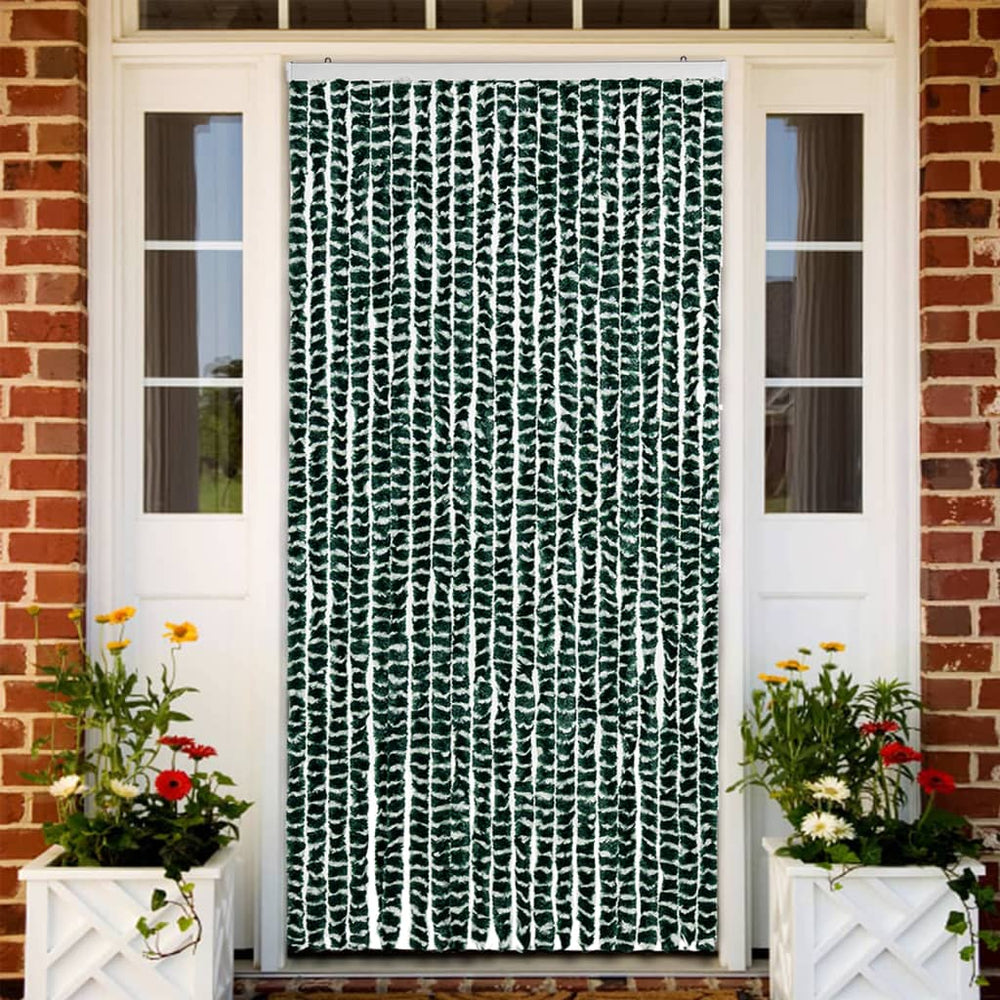 Chenille Insektenschutzvorhang Grün/Weiß 90x220 cm