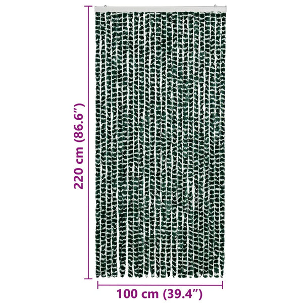 Chenille Insektenschutzvorhang Grün/Weiß 100x220 cm