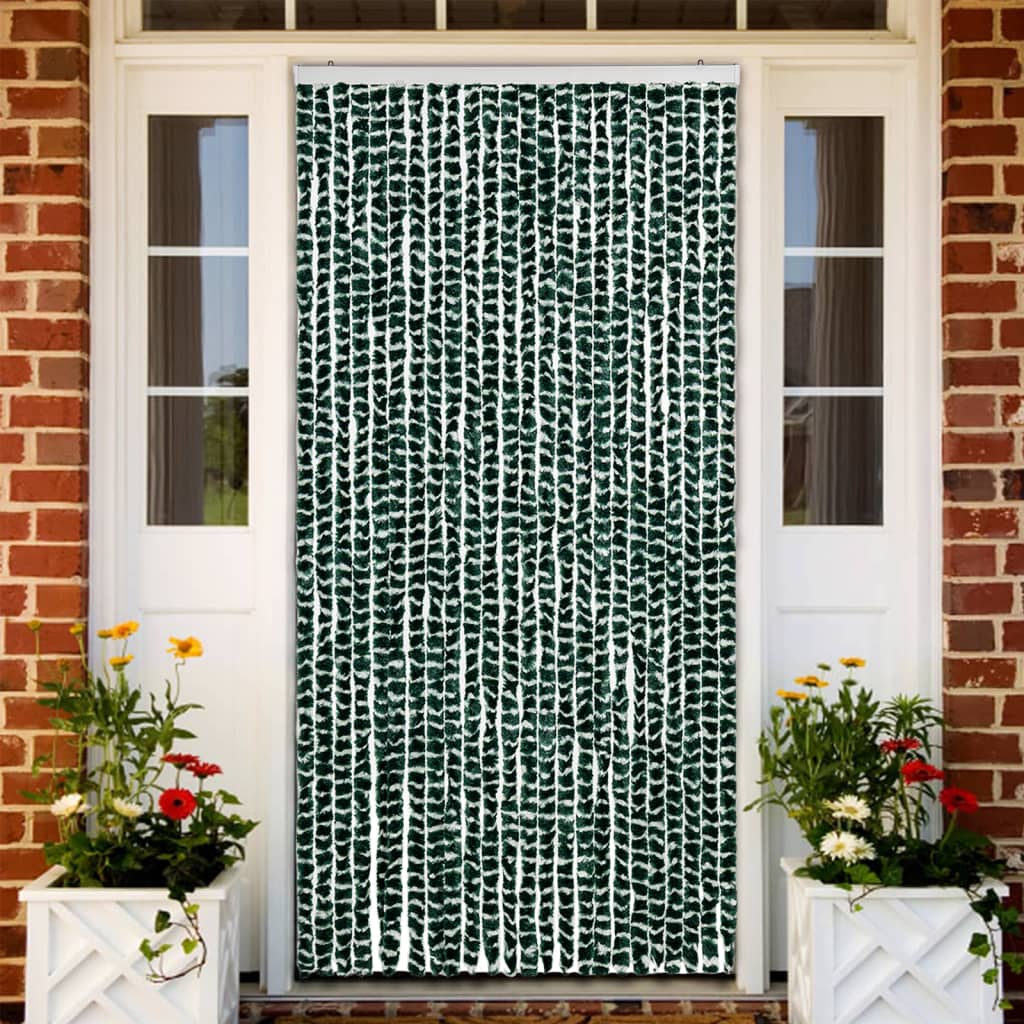 Chenille Insektenschutzvorhang Grün/Weiß 100x220 cm