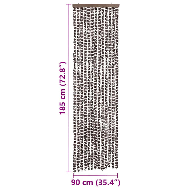 Chenille Insektenschutzvorhang Braun/Weiß 56x185 cm