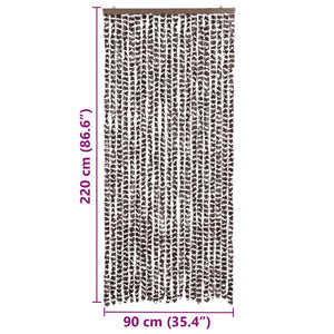 Chenille Insektenschutzvorhang Braun/Weiß 90x220 cm