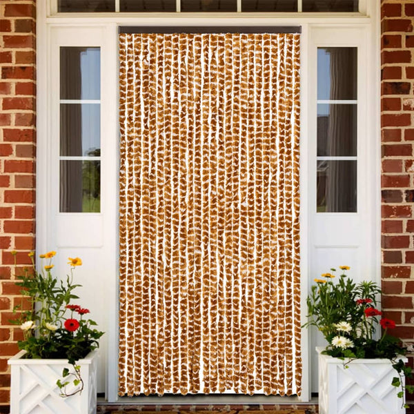 Chenille Insektenschutzvorhang Ocker/Weiß 100x220 cm