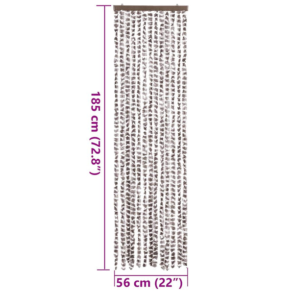 Chenille Insektenschutzvorhang Taupe/Weiß 56x185cm