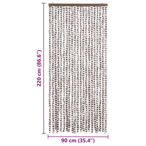 Chenille Insektenschutzvorhang Taupe/Weiß 90x220 cm