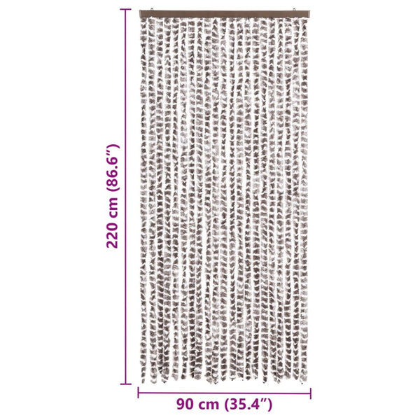 Chenille Insektenschutzvorhang Taupe/Weiß 90x220 cm