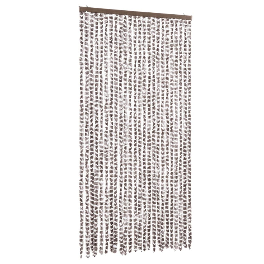 Chenille Insektenschutzvorhang 100x220cm Taupe/Weiß