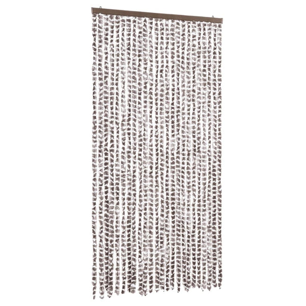 Chenille Insektenschutzvorhang 100x220cm Taupe/Weiß