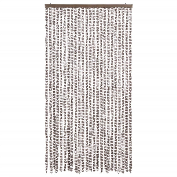Chenille Insektenschutzvorhang 100x220cm Taupe/Weiß