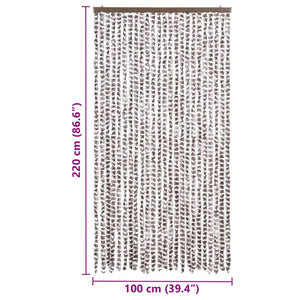 Chenille Insektenschutzvorhang 100x220cm Taupe/Weiß