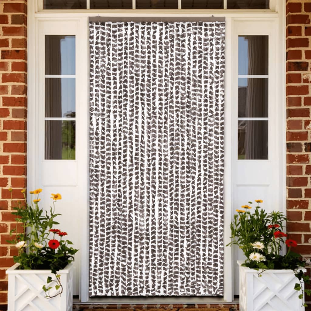 Chenille Insektenschutzvorhang 100x220cm Taupe/Weiß