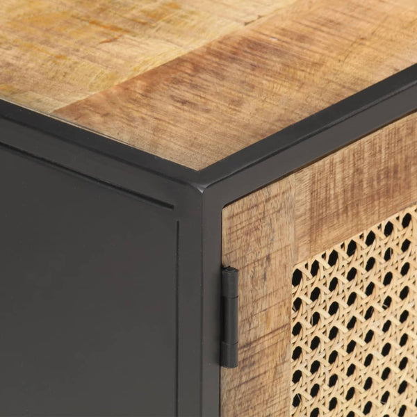 vidaXL Meuble TV 120x30x40 cm Bois de manguier brut et cannage de Vienne