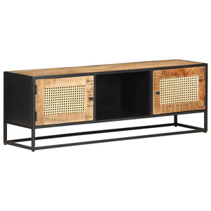 vidaXL Meuble TV 120x30x40 cm Bois de manguier brut et cannage de Vienne