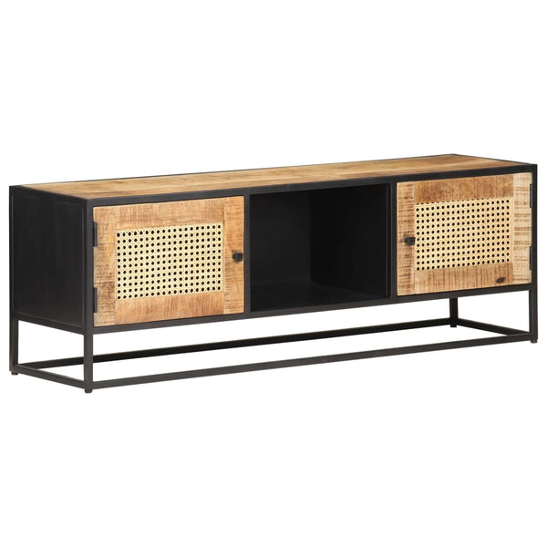 vidaXL Meuble TV 120x30x40 cm Bois de manguier brut et cannage de Vienne
