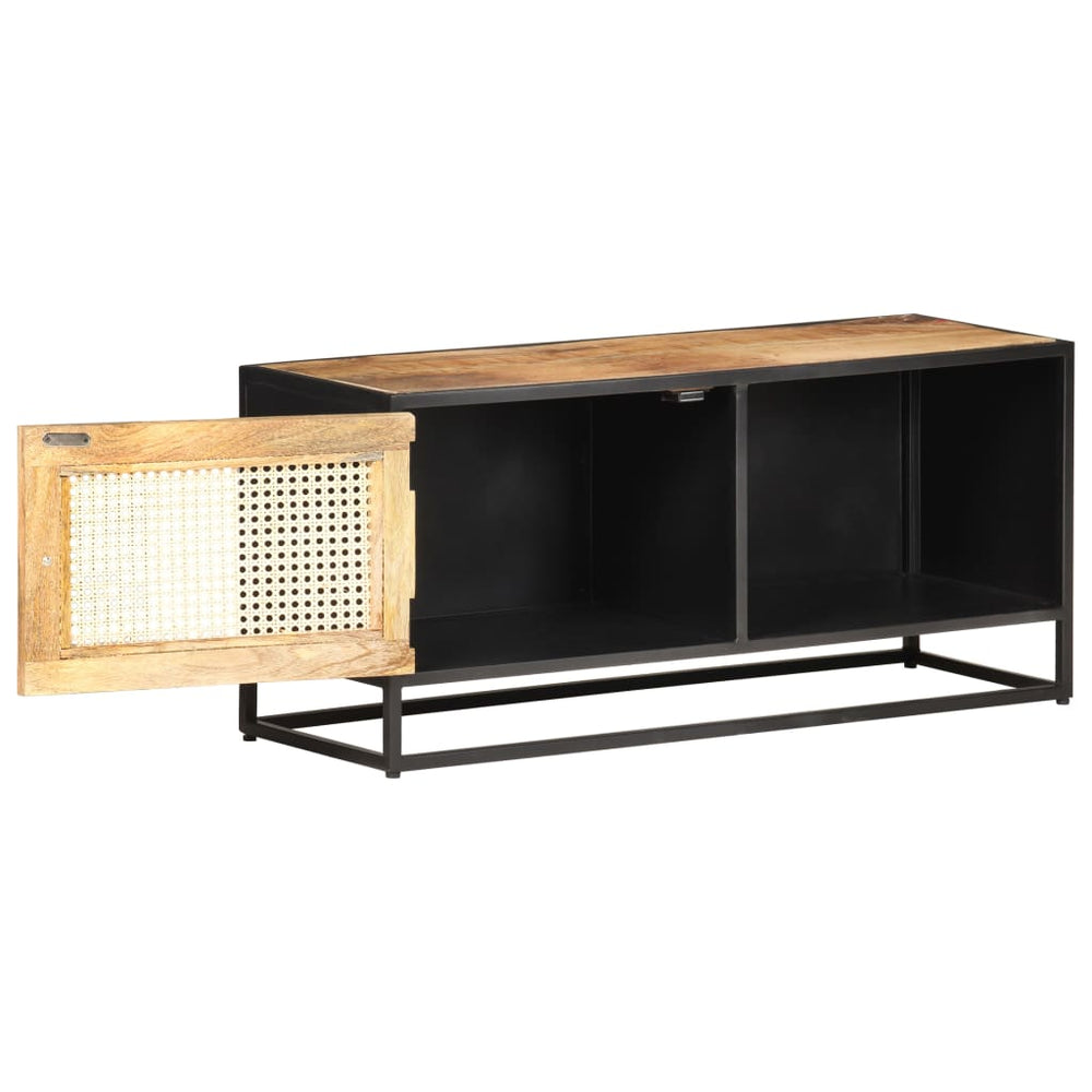 vidaXL Meuble TV 90x30x40 cm Bois de manguier brut et cannage viennois
