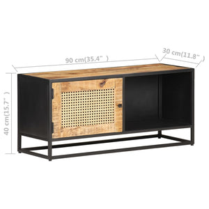 TV-Schrank 90 cm Mangoholz Wiener Geflecht